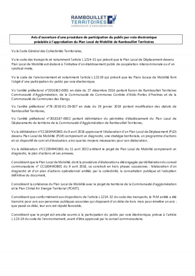 CART : Approbation du Plan Local de Mobilité de Rambouillet  ... Image 1